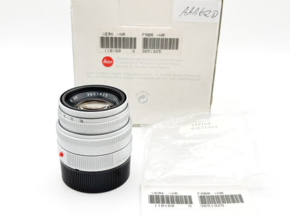 Leica Summicron-M 1:2/50mm silbern verchromt 11816 mit OVP und Papieren