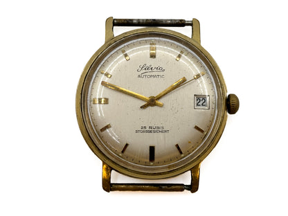 Silvia Automatic 25 Rubis Vintage Herrenuhr Stossgesichert Läuft Nicht Patina