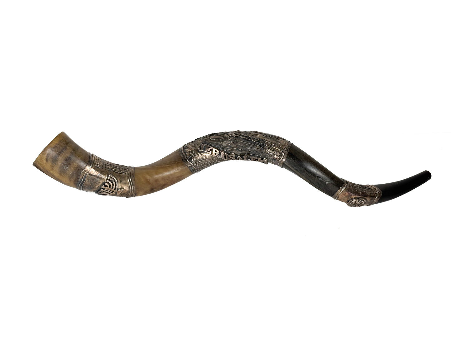 Jementisches Kudo Horn Schofar mit Silber Applikationen ca. 60cm