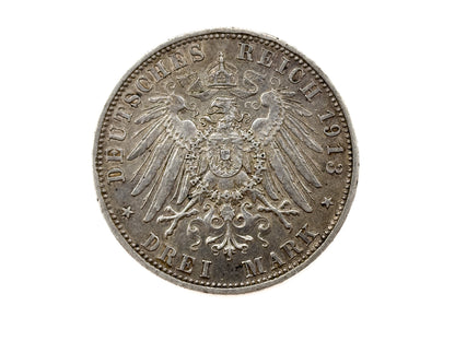 Drei Mark Münze Silber Deutsches Reich Otto Koenig von Bayern 1913 ca. 17g
