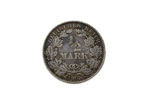 1/2 Mark Deutsches Reich Silber Münze 1905 E