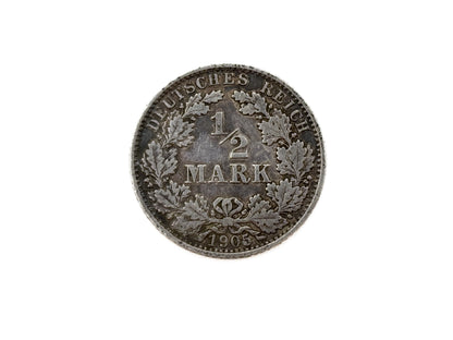 1/2 Mark Deutsches Reich Silber Münze 1905 E