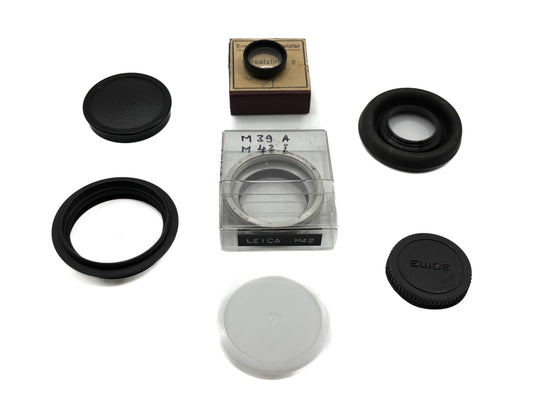 7 Teiliges Zubehör Set. Deckel, Adapter, Leica Vorsatzlinsen, Gegenlichtblende Gemischt