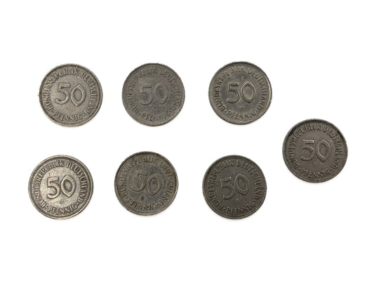 7x 50 Pfennig Bundesrepublik Deutschland 1950 - 1990 Münze